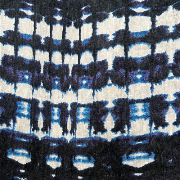 100% linen Cynthia Rowley Black and Blue Geometric Mini Dress - Picture 5 of 5